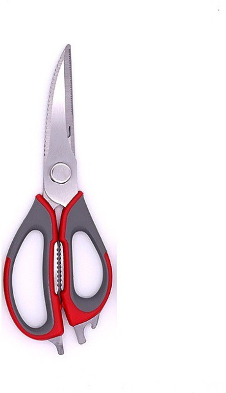 KitchenFest Multifunctional Stainless Steel Kitchen Scissors with Magnetic Holder for Chicken, Fish, Seafood, Cutter, Peeler, Opener, Slicer Stainless Steel All-Purpose Scissor(Multicolor, Pack of 1)