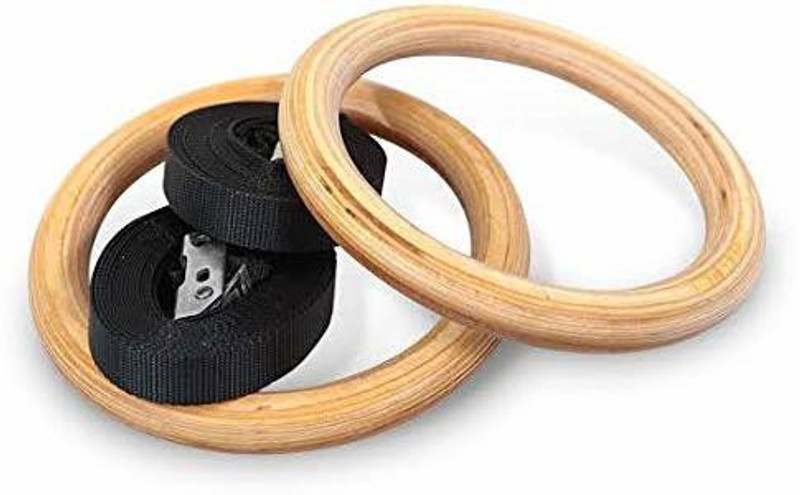 VECTOR X Viva Gymnastic Rings Pull Up Hanging Rings with Heavy Duty Adjustable Straps Pilates Ring(Black)