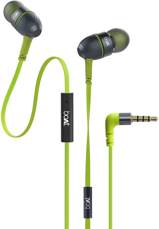 boAt boAt Bassheads 220 Wired Earphones Wired(Neon Lime, In the Ear)