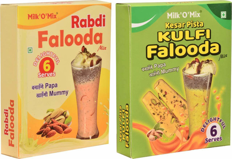 Milk'O'Mix Milkshake Powder Combo Rabdi Falooda / Kesar Pista Kulfi Falooda Milk Products for Childrens and Adults(2 x 150 g)