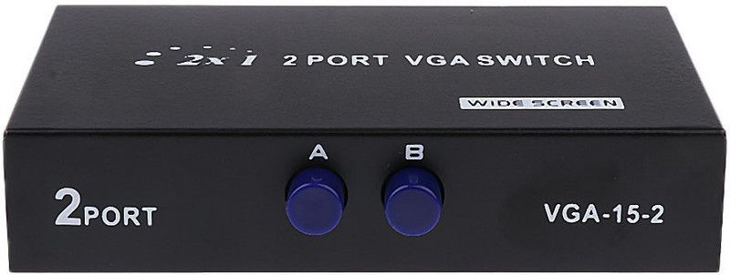HexaGear VGA 2 in 1 Out 2 Port VGA Switch Press Button Two Way VGA Video Switch for PC TV Monitor - Black Manual VGA Splitter Switch, 15 Pin Female (2 VGA in/1 VGA Out) Media Streaming Device(Black)