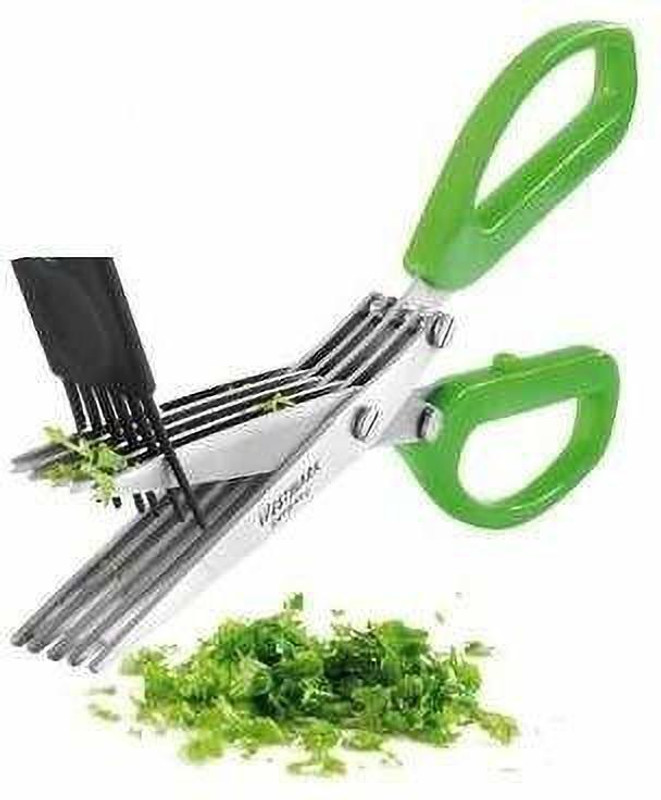 Nirvik Stainless Steel 5 Blade Kitchen Scissors Scissors (Set of 5, Green ) Steel Herbs Scissor(Multicolor)