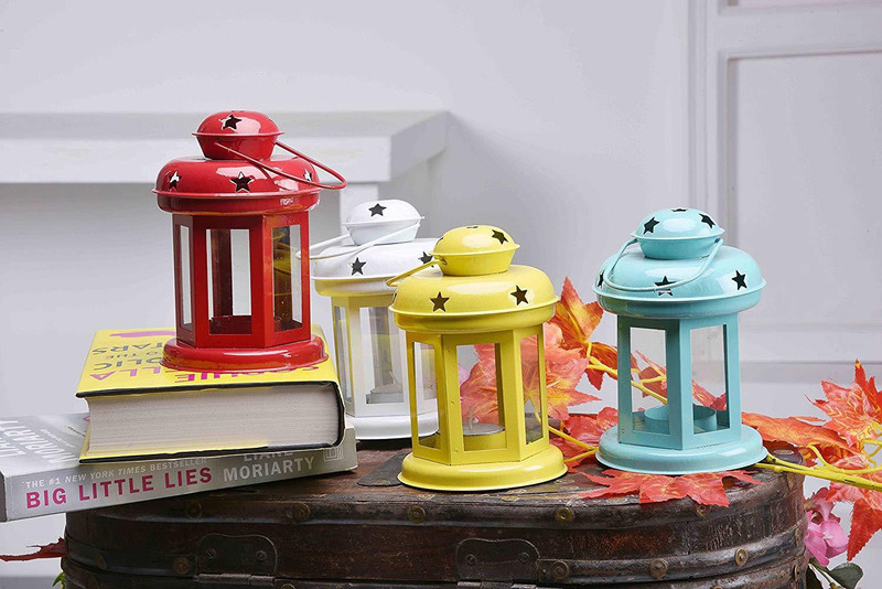 Arsalan Multicolor Iron Hanging Lantern(15 cm X 10 cm, Pack of 2)