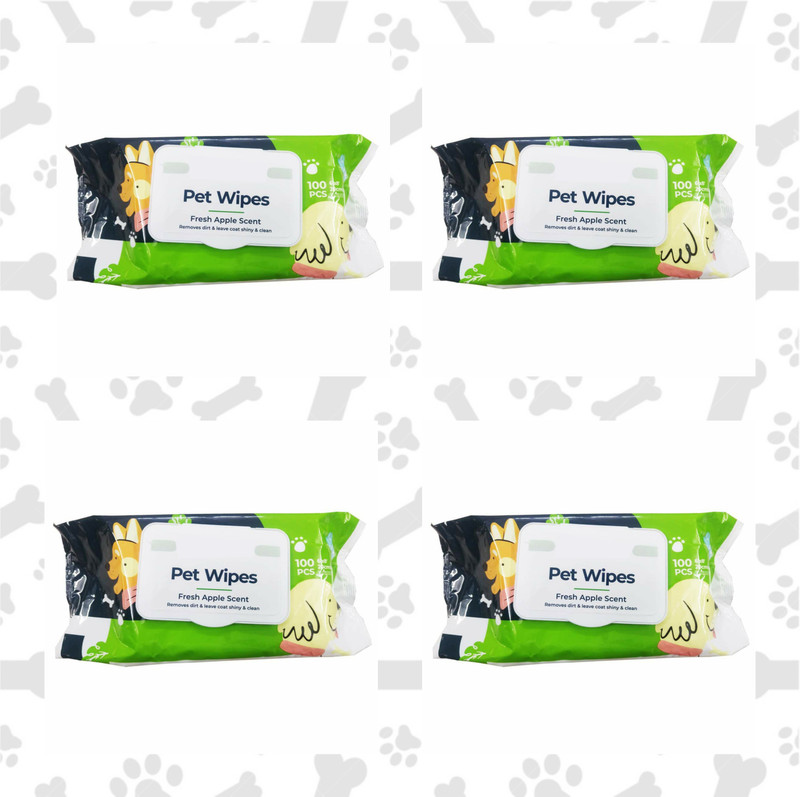 Pet Needs Pet Soft Pet Wet Wipes for Dogs, Puppies & Pets with Fresh - Apple Scent 6"x 8 Pet Ear Eye Wipes(Pack of 400)