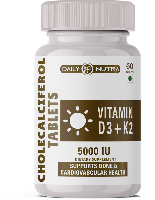 DAILY NUTRA Vitamin D3 5000 Iu with Vitamin K2 as MK7 100Mcg for health & immunity build(60 Tablets)