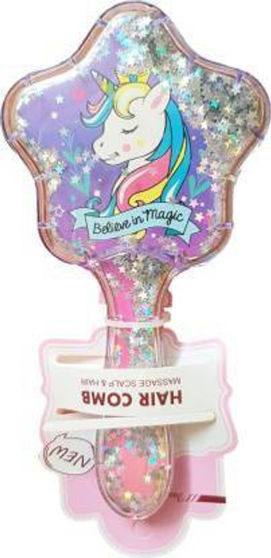 VIHAAN Hair brush for Girls Comb for kids glitters inside premium quality with Unicorn print