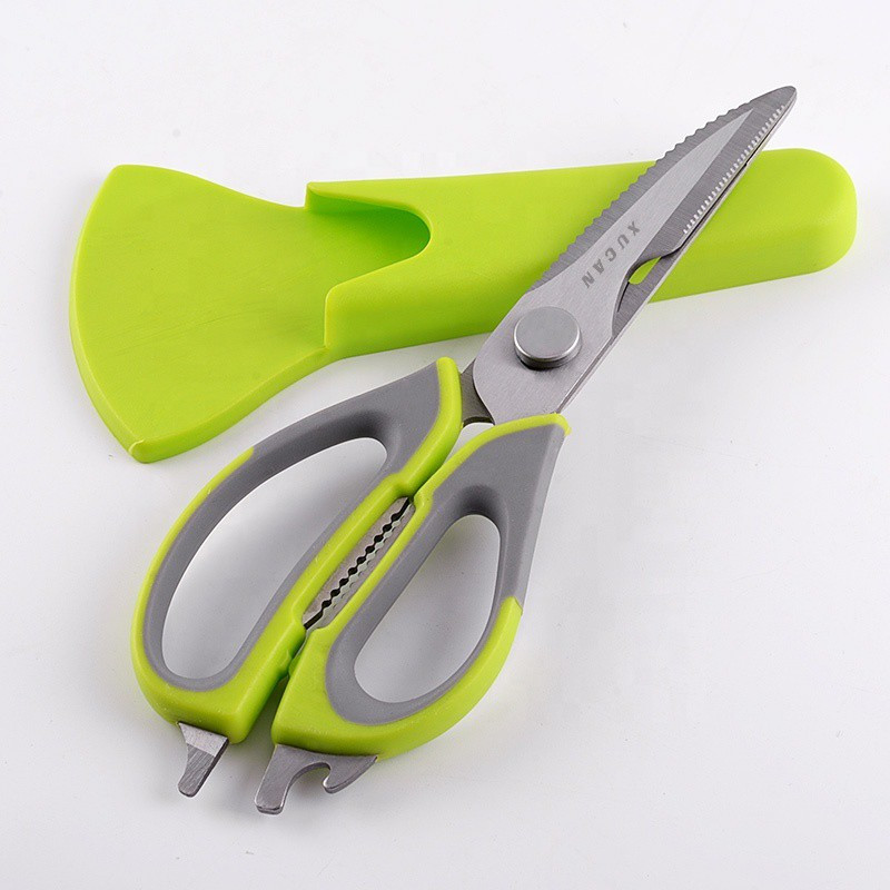 KitchenFest 7 in 1 Kitchen Shear - Best Stainless Steel Kitchen Scissor with Magnetic Holder for Poultry, Seafood, Scallop, Herb, Scissoring, Dishwasher Safe Culinary Stainless Steel All-Purpose Scissor(Multicolor, Pack of 1)