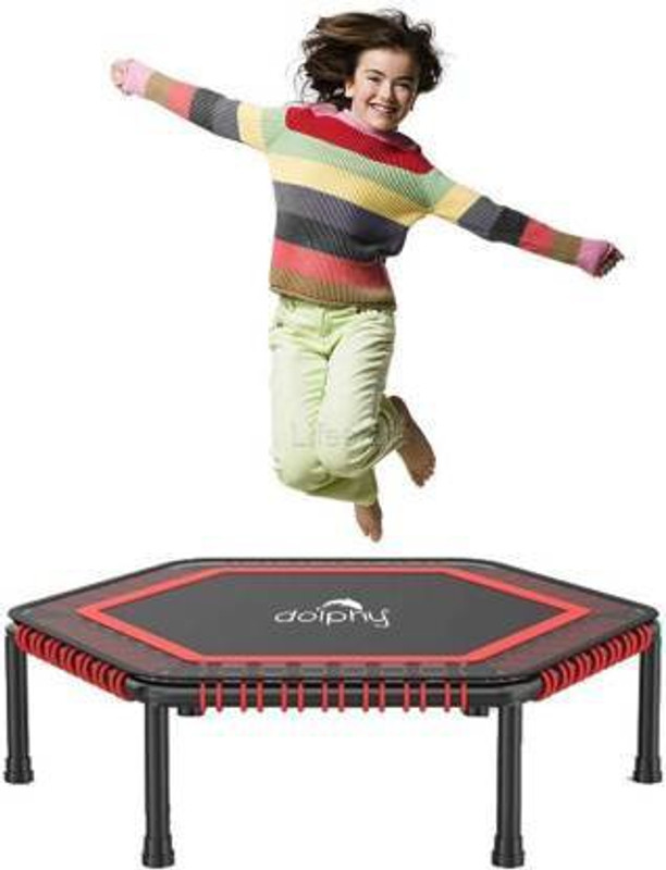 DOLPHY Hexagon Cardio Trampoline Covered Bungee Rope System for Indoor/Outdoor Trampoline (In-Ground)(Black)