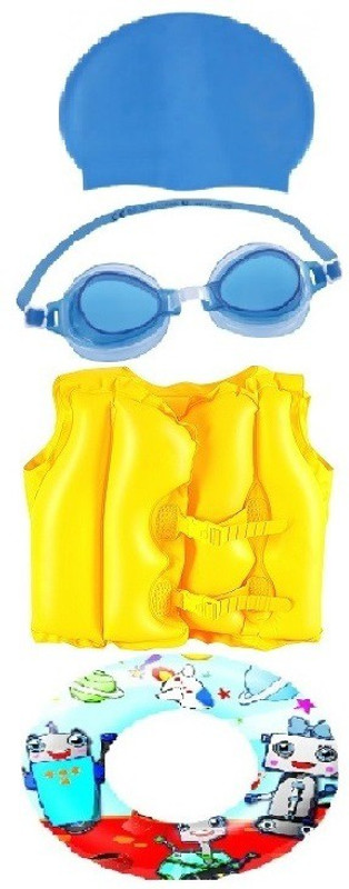 Bestway Silicon Swim Ring with Cap, Goggles & Premium Vest Swimming Kit