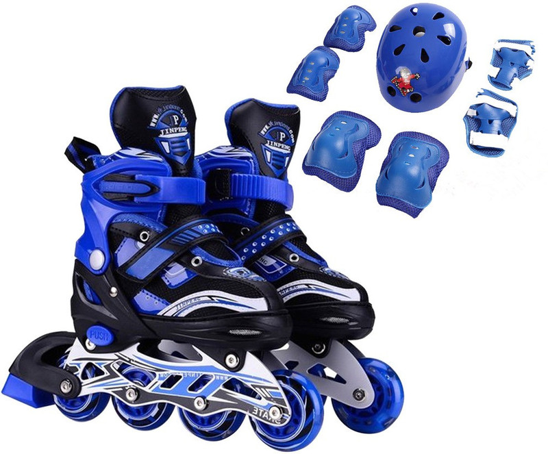 Hoteon Full Combo pack includes Inline with PU Flash wheel, Helmet and Protective clothing Skating Kit
