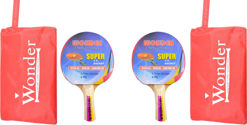 Sports 101 Wonder Pro 5Ply Rackets Set of 2 with Covers Table Tennis Kit Sports 101 Wonder Pro 5Ply Rackets Set of 2 with Covers Table Tennis Kit