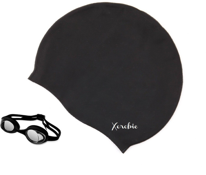 Xerobic Set of Swimming Cap & Goggles for Men & Women Anti Fog Swimming Kit