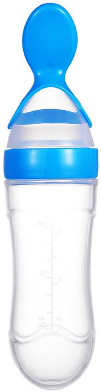Adore Premio Food Grade Silicone Squeeze Feeder with Detachable Cap - 90ml - Easy to Use- Mess Free Feeding - Easy Grip  - Food Grade Silicone(Blue)