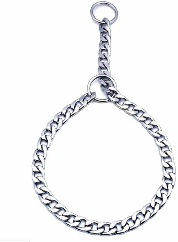 Rvpaws Diamond Cut Chrome Plated Stainless Steal Choke Chain Dog Training Collar (L-24 inch W-1.75 cm) Plain Dog Collar Charm(Multicolor, Solid)