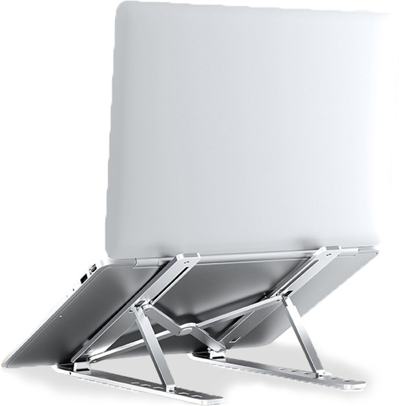 OET European Standard Foldable Aluminium Laptop Stand Compatible with Mac Book and All Model Laptops LSTD-04 Aluminium Desk Stand Laptop Stand with Adjustable Height Compatible with Universal Laptops(Silver)