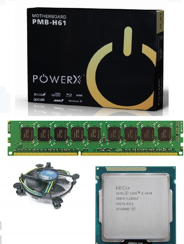 powerx H61 Motherboard Kit with Intel Core i3 8GB DDR3 RAM Combo Motherboard(Black)
