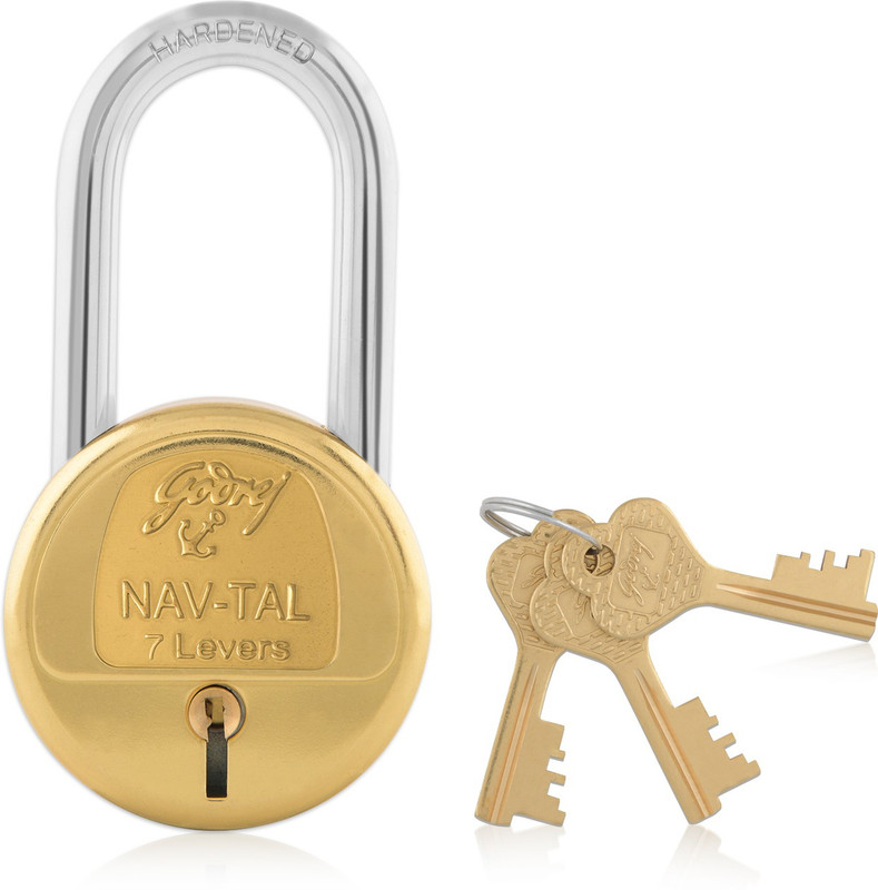 Godrej Locks Nav-tal 7 Levers 50mm Long Shackle Padlock(Gold)