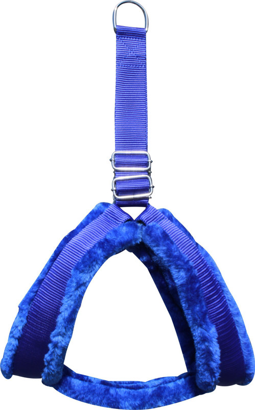 PEDIGONE Dog Belt Red-Blue Fur Padded 1 inch Dog Harness Belt Adjustable Chest Size 19-30 inch Dog Standard Harness(Medium, 1 inch Red-Blue Fur Dog Harness)