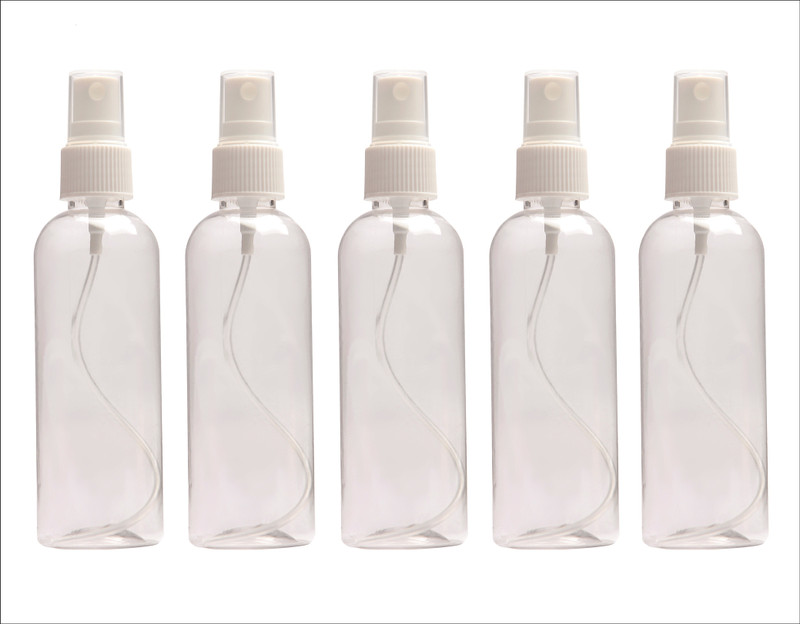 CEC Plastic Refillable Perfume Atomizer Spray Bottle for Travel Beauty Makeup, 100 ml Plastic Spray Bottle(Pack of 5, White)