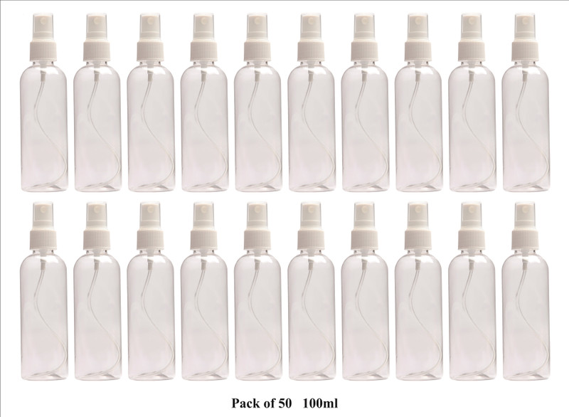 Asian Aura Refillable Spray Empty Bottle for Home Office Car Travel Cleaning 100 ml Plastic Spray Bottle(Pack of 10, White)