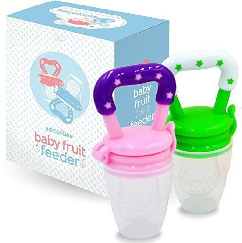 Stylo Combo Pack of 2 Fruit Feeder For Babies , 100% BPA-Free Teether Set for Boys & Girls Feeder - Silicone(Green, Pink)