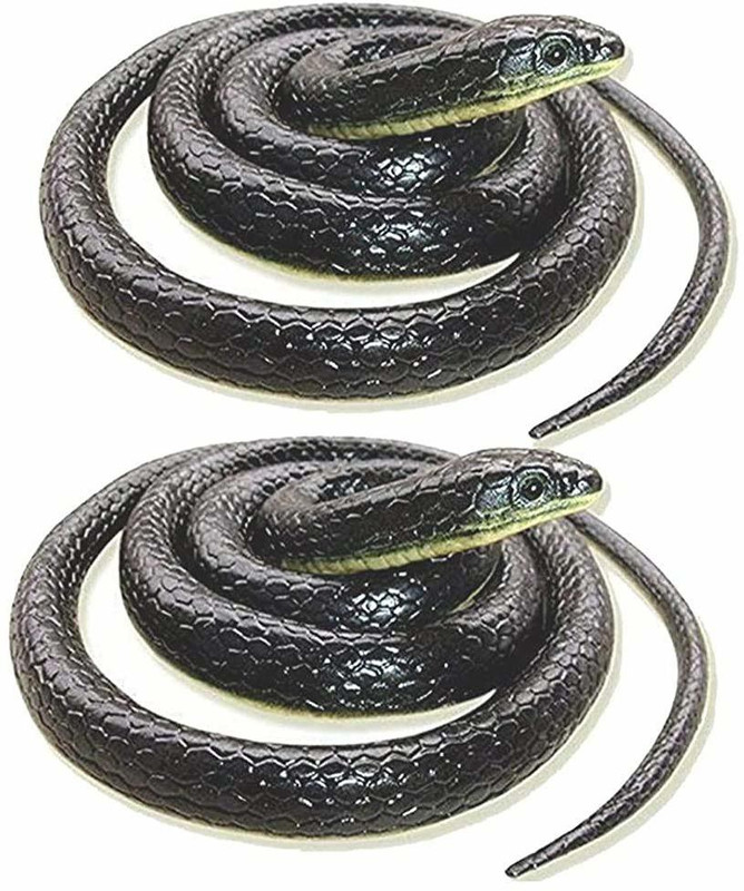 planettoy Introduce Black and Green Fake King Cobra Snake Made with Rubber for Boys and Girls to Play Indoor and Outdoor Gag or Magic Shows for Fun â 2 Packs (57cm Length Each) Cobra Snake Made with Rubber Gag Toy(Black, Green)