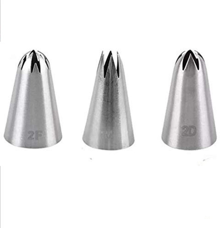 Perfect Pricee Stainless Steel Cake Icing Nozzles for Decorating Cupcake Pastries Desserts Steel Star Icing Nozzle(Silver Pack of 3)