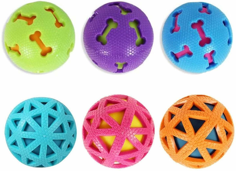 W9 Combo of 6 Colorful Squeaky Ball Toy Rubber Ball For Dog & Cat