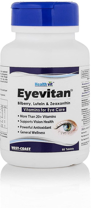 HealthVit Eyevitan Bilberry , Lutein & Zeaxanthin 60 Capsules For Vitamins for Eye Care(60 No)