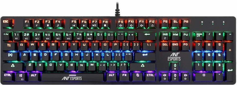 Ant Esports MK3200 Multicolor LED Backlit Mechanical Gaming Wired USB Standard Gaming Keyboard Compatible with Desktop, Laptop, Mac(Black)