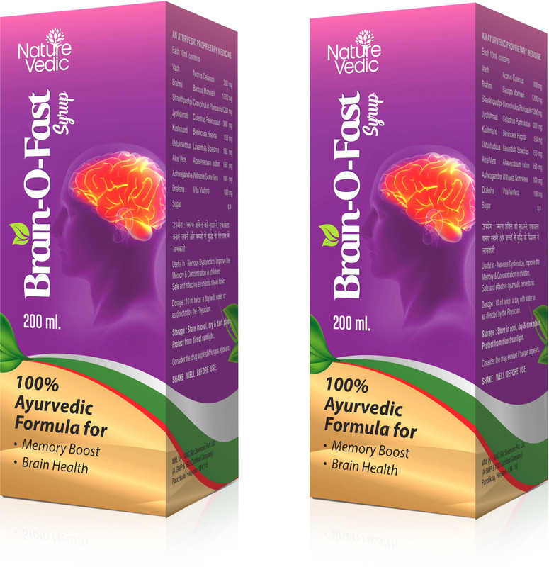 Nature Vedic Brain O Fast- Brain Booster Ayurvedic Supplement With Brahmi, Shankhpushpi And Jyotishmahi 200ml Each(Pack of 2, 400 ml)
