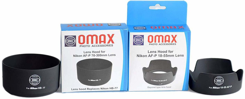 OMAX Lens hood & UV Filter (18-55mm+70-300mm) Combo Lens Hood(55 mm, Black)
