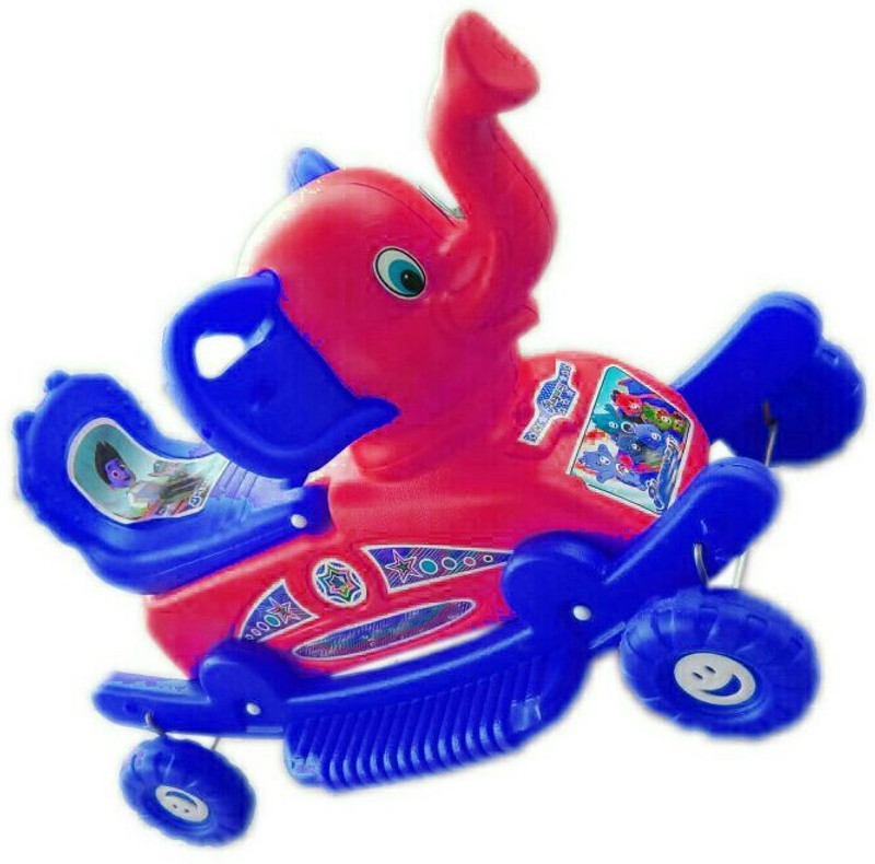 oh baby BABY'' BABY PLASTIC elephant WITH ROCKING FUNCTION AND RUNNING RIDEO ON WITH AMAZING COLOR FOR YOUR KIDS First Class Rocking Plastic elephant With 4 Wheels For Cycle The musical elephant 2 In 1 Function Rocking And Cycling For Your Kids GH-DR-CV-1514(Blue)