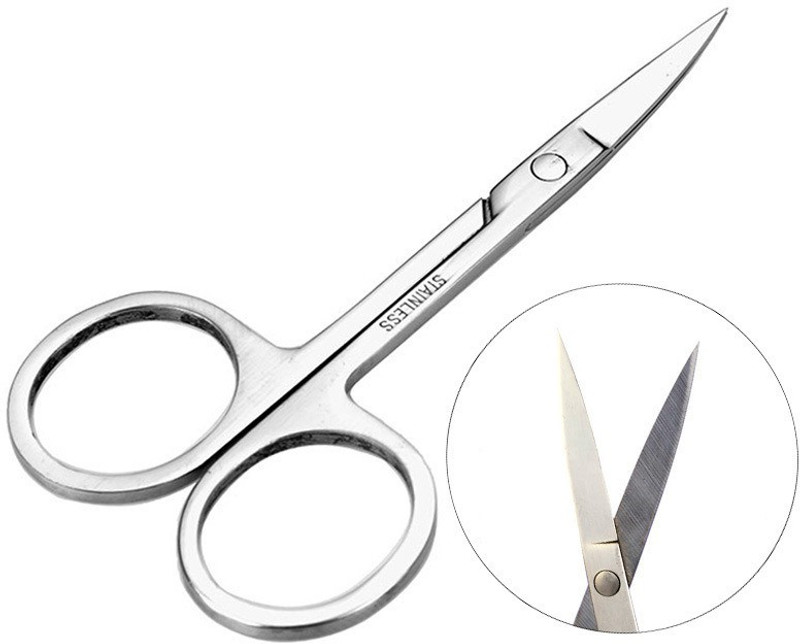 Ghelonadi Professional Nail Scissor Manicure for Nails Eyebrow Nose Eyelash Cuticle Scissors Curved Pedicure Makeup Tools Stainless Steel (1 PCS) Scissors(Set of 1, Silver)