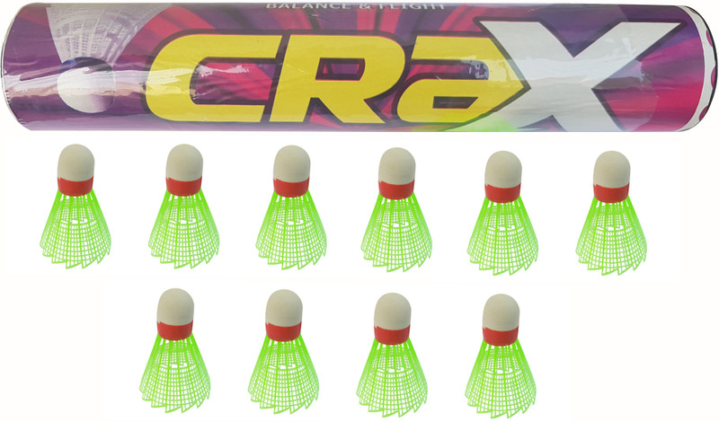 Scorpion CRAX Nylon Shuttlecocks-10 pc Nylon Shuttle - Green(Medium, 77, Pack of 10)