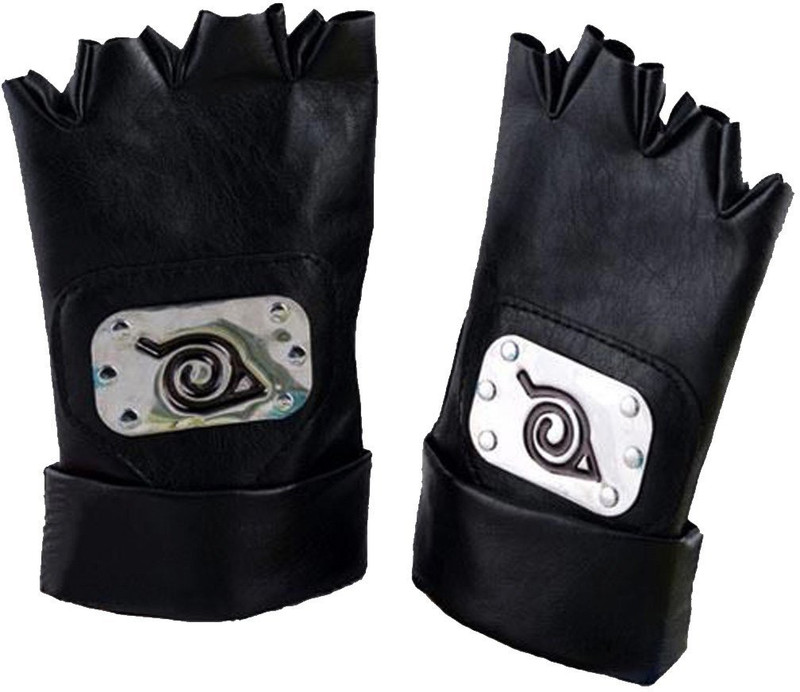 Power Up Anime Naruto Konoha Hatake Kakashi PU Leather Gloves Gym & Fitness Gloves(Black)