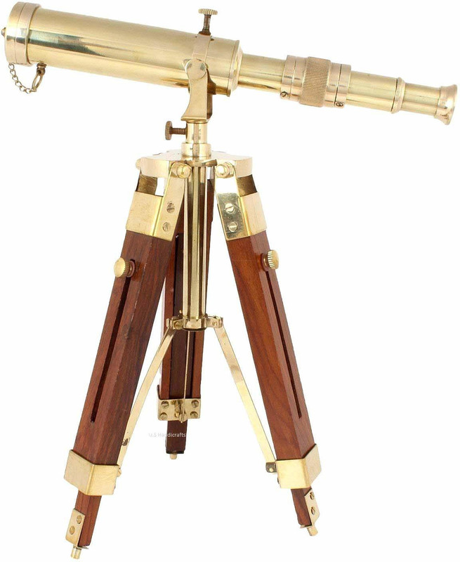 Ascent India Solid Brass Telescope Wooden Tripod Stand Best For Home Decor Refracting Telescope(Manual Tracking)