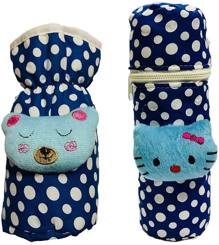 NCY High Quality Cotton Bottle covers pack of 2 pouch and zipper Blue(Blue)