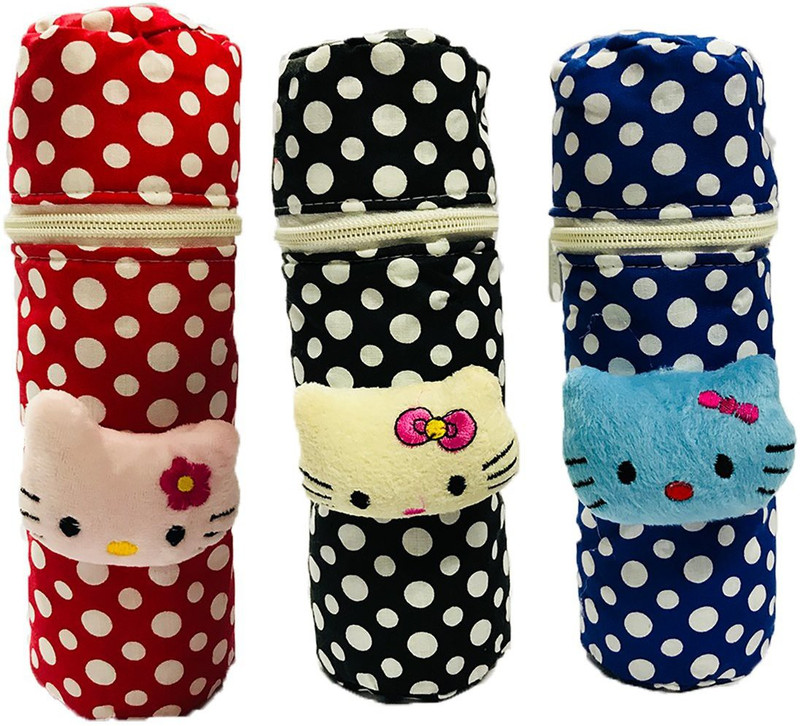 NCY Baby Feeding Bottle Cover With Soft & Attractive Fancy Cartoon Set Of 3 Colors & Designs : zipper Red Black Blue(Red Black Blue)