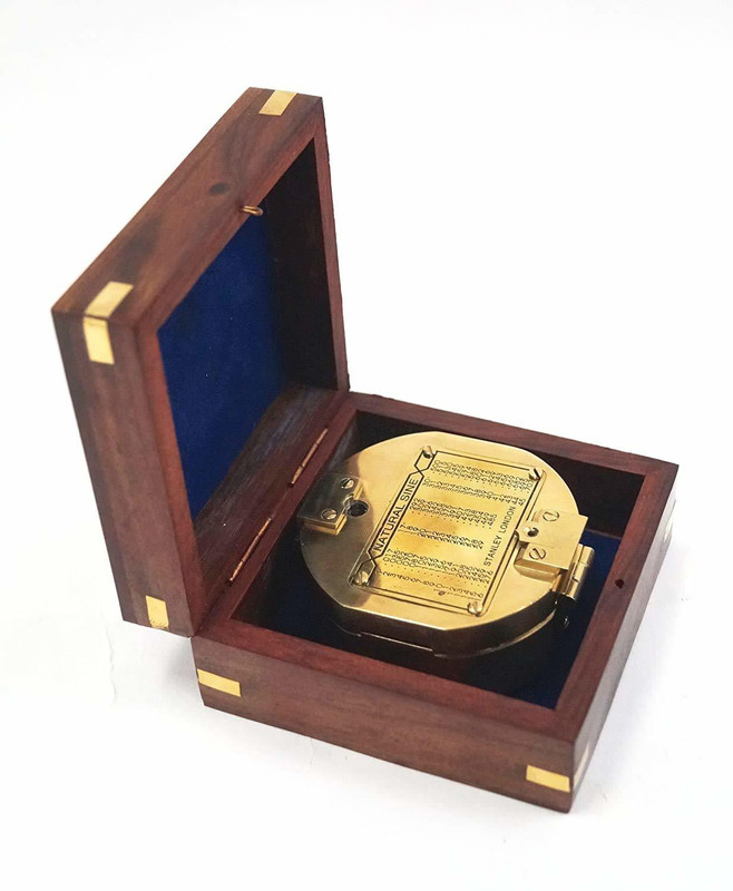 Ascent India Vintage Solid Brass Brunton Compass Wooden Box Polish Vintage Nautical Compass(Gold)