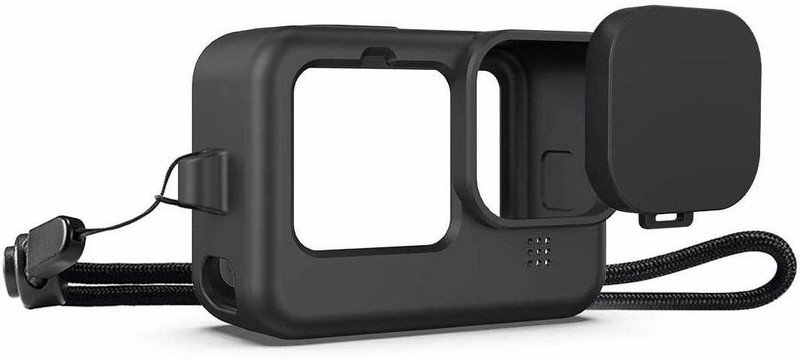 Breuk Silicone Protective Case Cover for Gopro Hero 12 / Hero 11 / Hero 10 / Hero 9 Black, Silicone Sleeve with Lanyard Lens Cap  Camera Bag(Black)