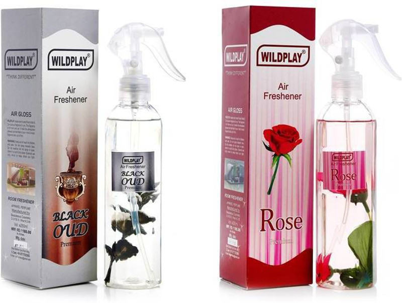 Wildplay Black Oud & Rose Room Air Freshener Car Freshener Spray Combo Room freshener 250ml Black Oud, 250ml Rose(2 x 250 ml)