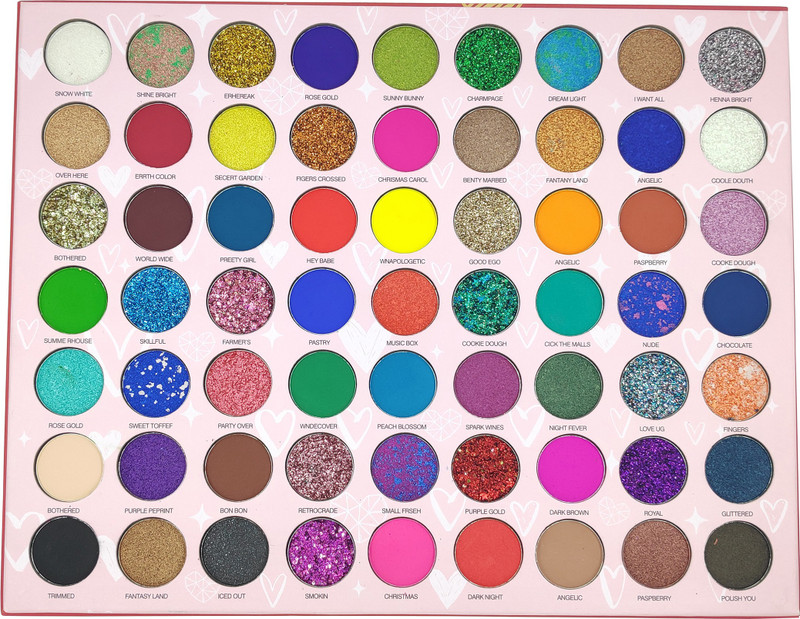 s.f.r color New Red Edition Hated With Love Pressed Pigment 63 Colors Palette ( Glitter,Shimmer,Matte) 69.5 g(Multicolor)