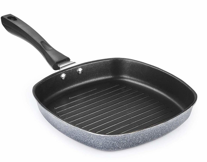 RBGIIT Aluminium, Steel Non Stick Aluminium Grill Pan Square Gas Stove Compatible Grill Pan Dinner Set(Black, Microwave Safe)