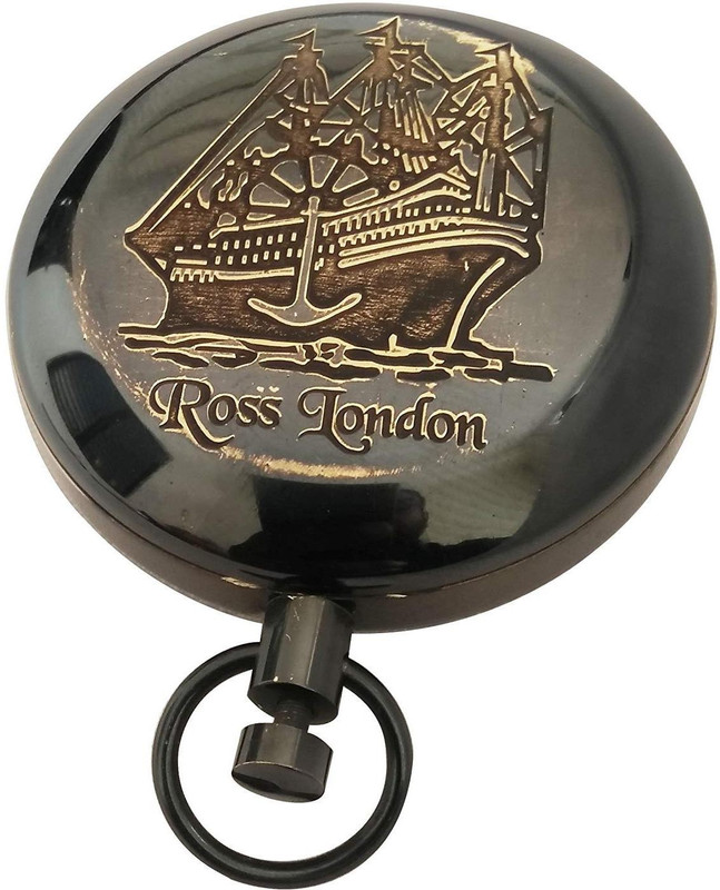 Artshai Small 2 inch Antique Look Size Ship Design Magnetic Compass Compass(Black, Brown)