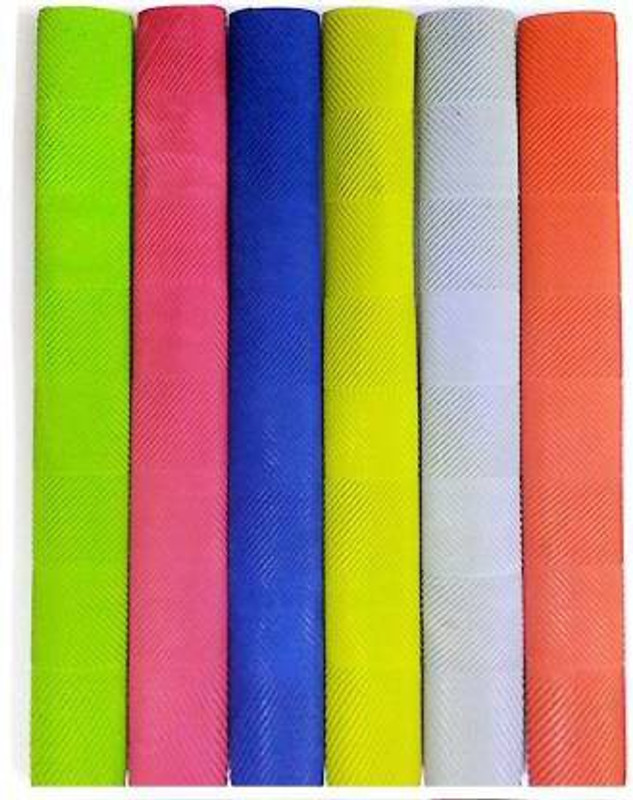 EmmEmm 6 Pcs Finest Rubber Cricket Bat Grips (Multi Color) Dry Feel(Multicolor, Pack of 6)