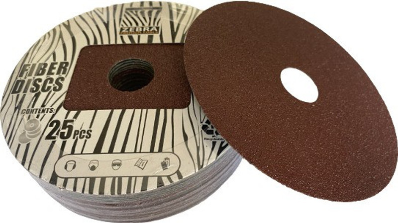Zebra Premium Tools Z-F80 5'' Fiber Disc Grit 80 Aluminum Oxide Sandpaper(80 Pack of 25)