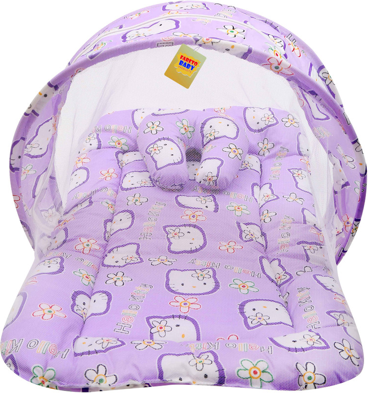 Fareto Baby Mosquito Net Bed(0-6 Months) (Purple) Reversible Cirb(Fabric, Purple)