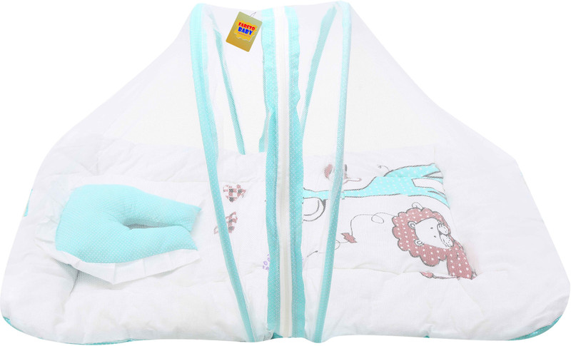 Fareto Baby Mosquito Net Bed(0-6 Months) (Pista Green) Reversible Crib(Fabric, Pista Green)