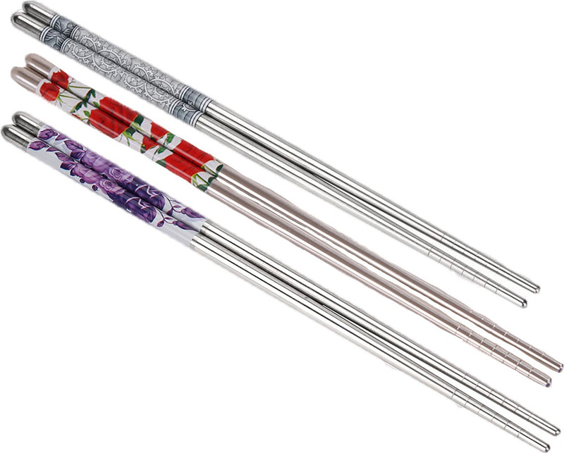 Rack Jack Eating Stainless Steel Chinese Chopstick(Multicolor Pack of 6)